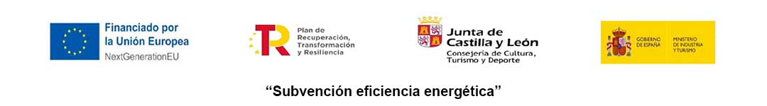 Logotipos institucionales de la subvención de eficiencia energética financiada por la Unión Europea, NextGenerationEU, Junta de Castilla y León y Gobierno de España